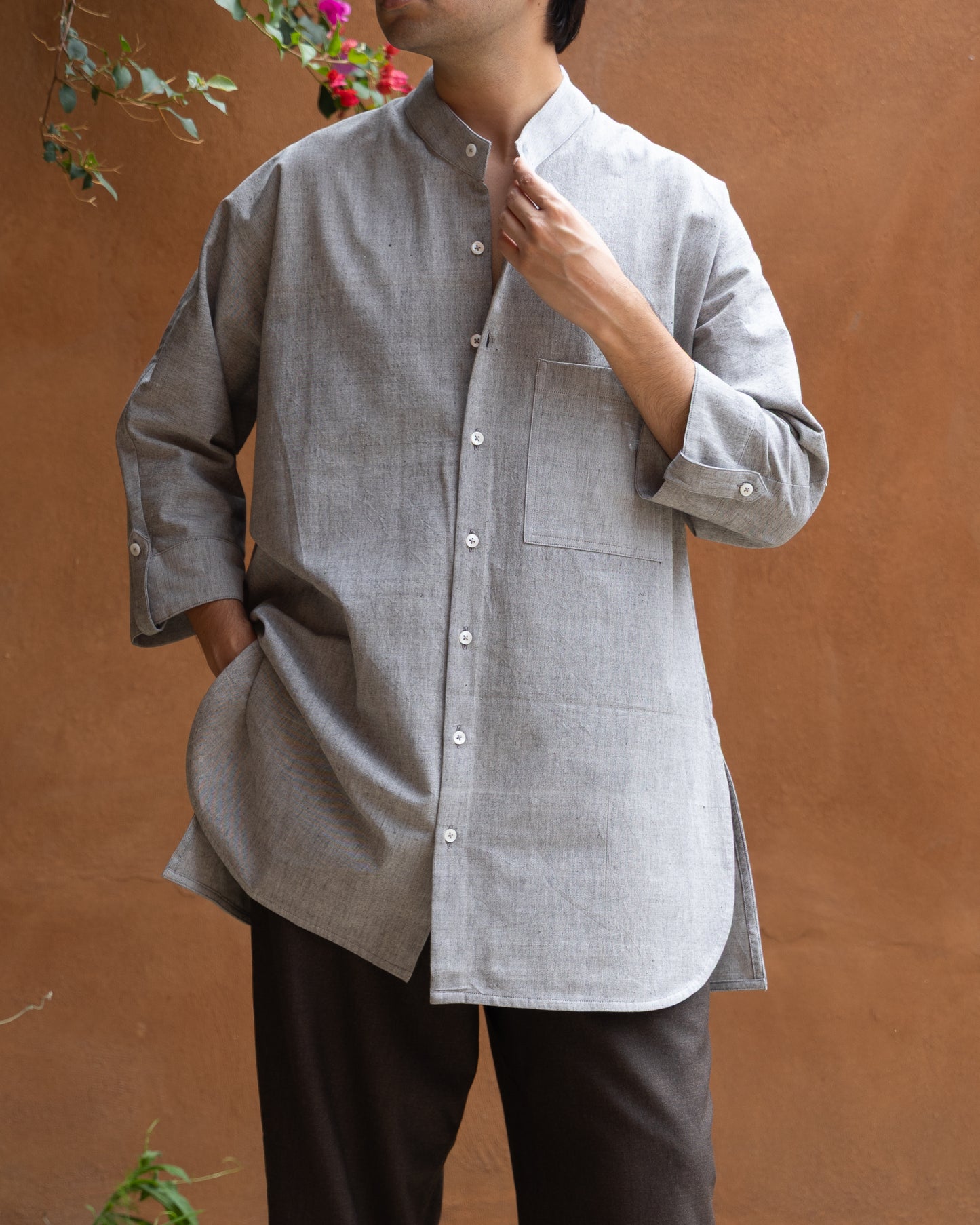 Long Kimono Shirt | Slate Melange