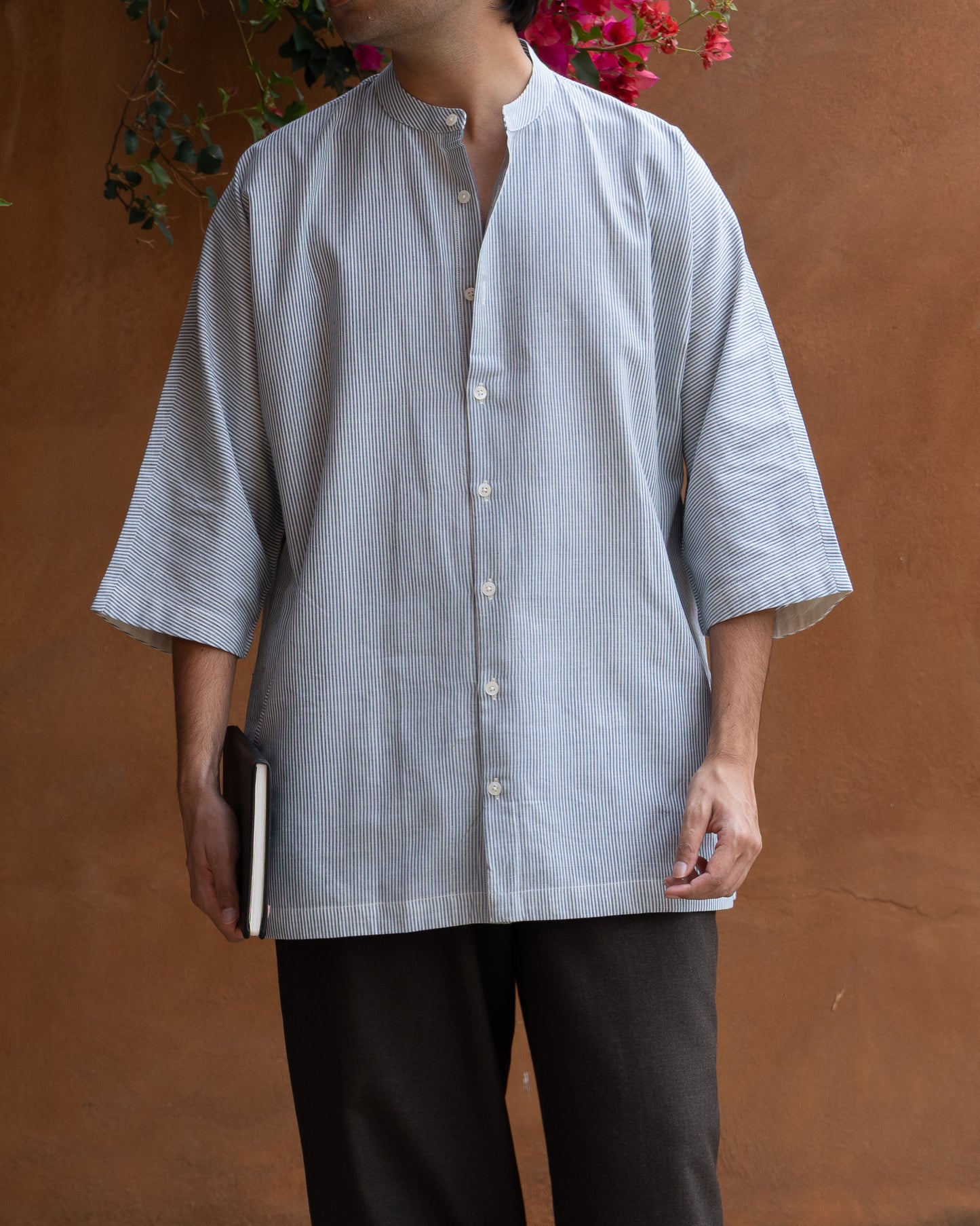 Capri Blue Stripes Kimono Shirt