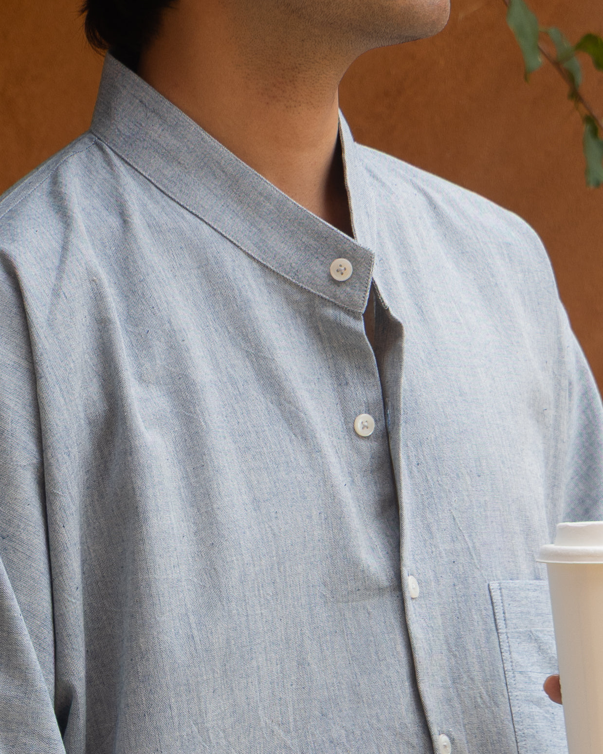 Long Kimono Shirt | Soft Indigo Mélange