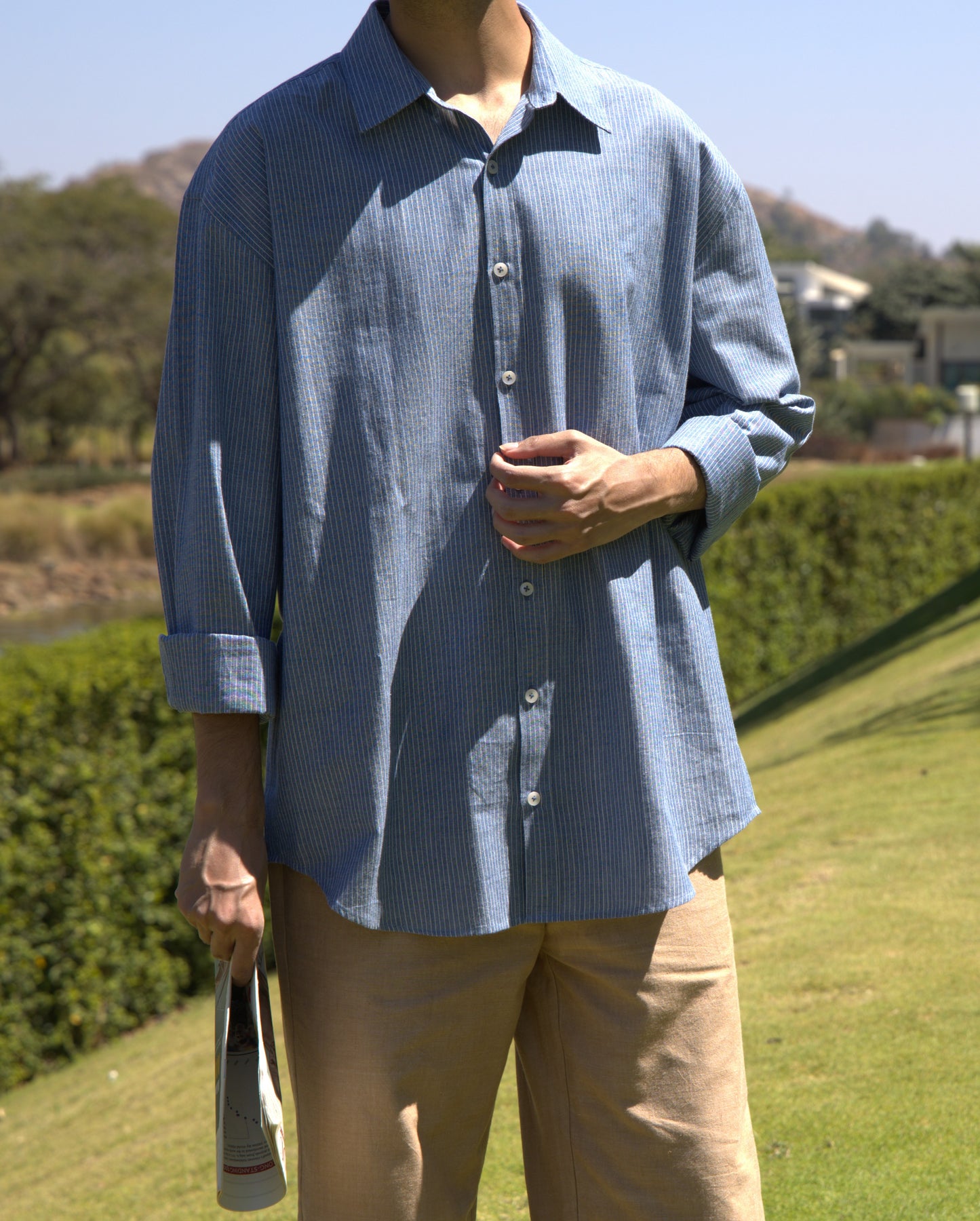 Blue Thin Stripes Relaxed Fit Shirt