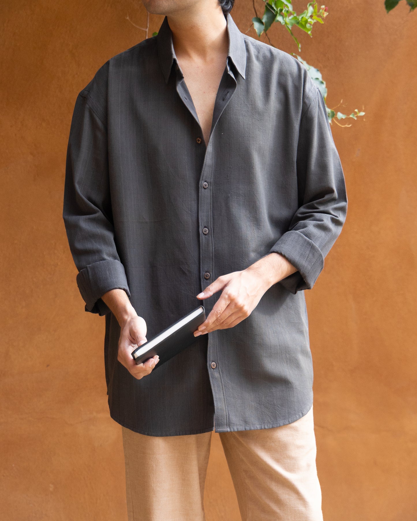 Kasim Faded Black Relaxed Fit Shirt