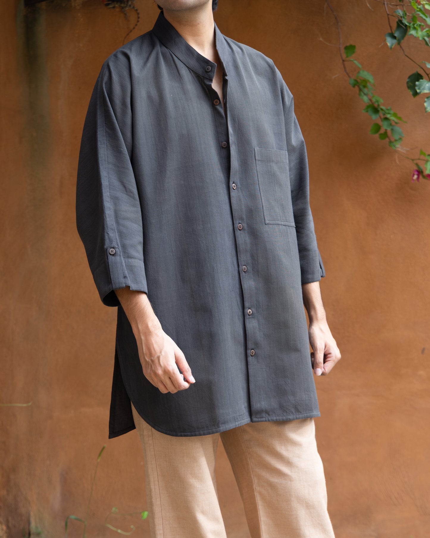 Long Kimono Shirt | Kasim Faded Black