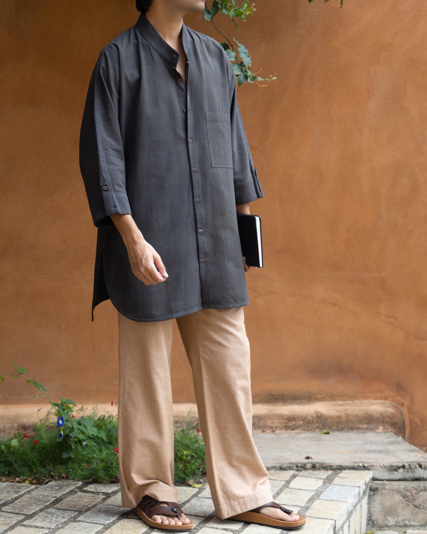 Long Kimono Shirt | Kasim Faded Black