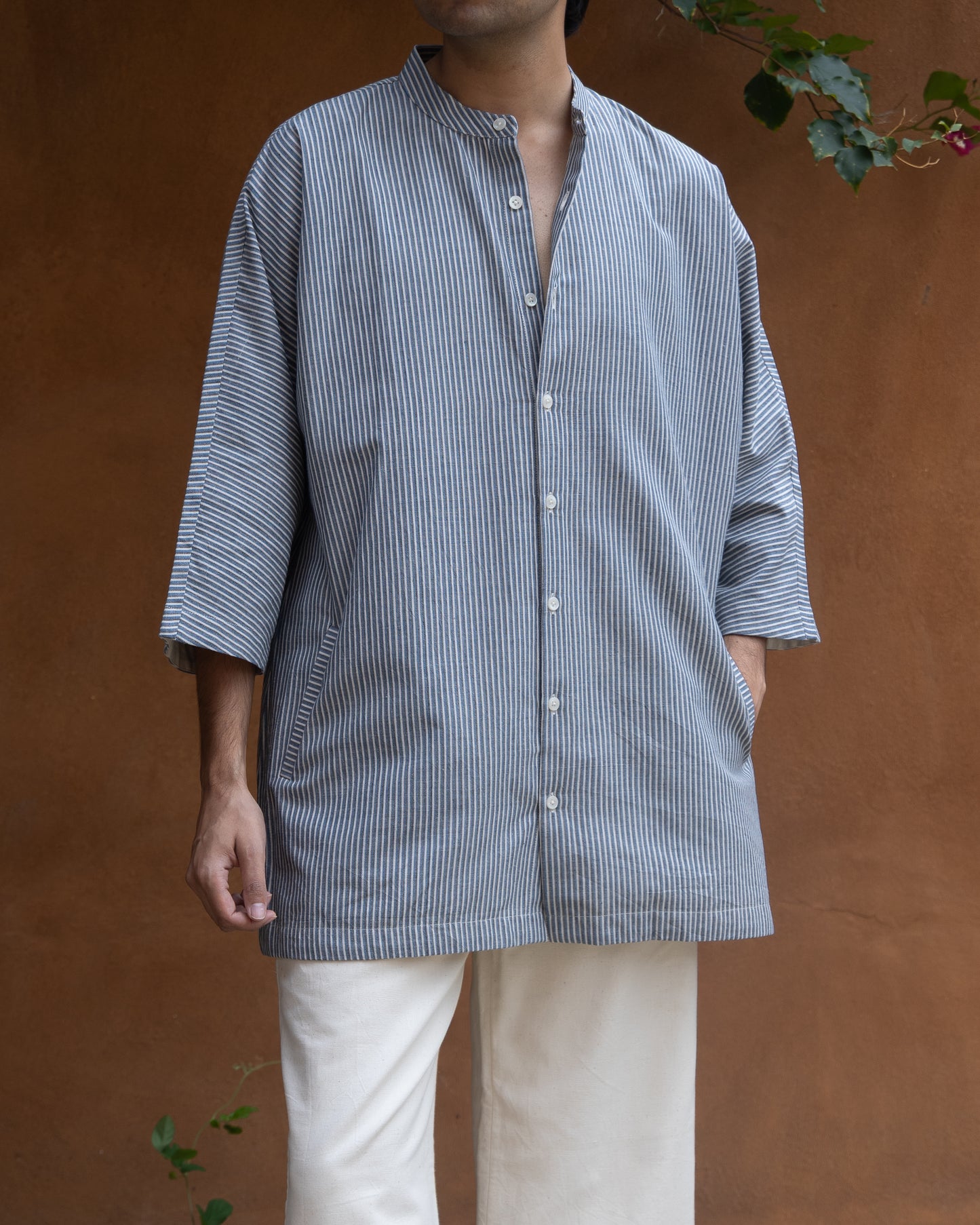 Indigo Kasim Stripes Kimono Shirt