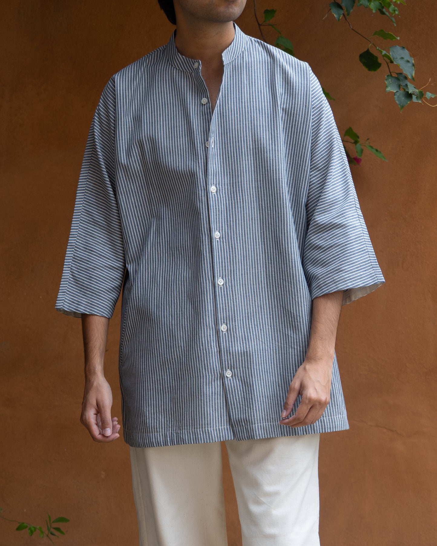 Indigo Kasim Stripes Kimono Shirt