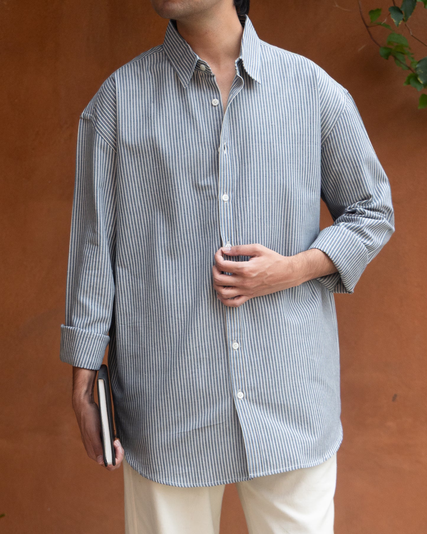Indigo Kasim Stripes Relaxed Fit Shirt