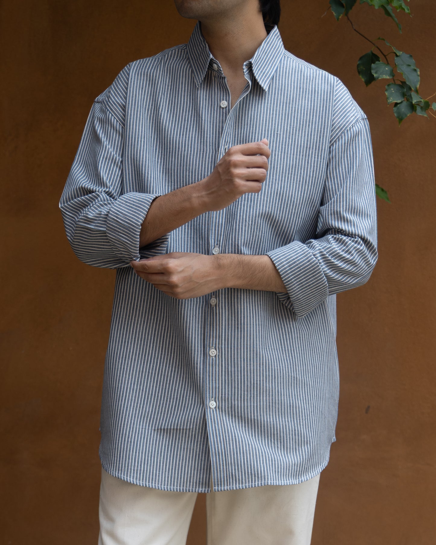 Indigo Kasim Stripes Relaxed Fit Shirt