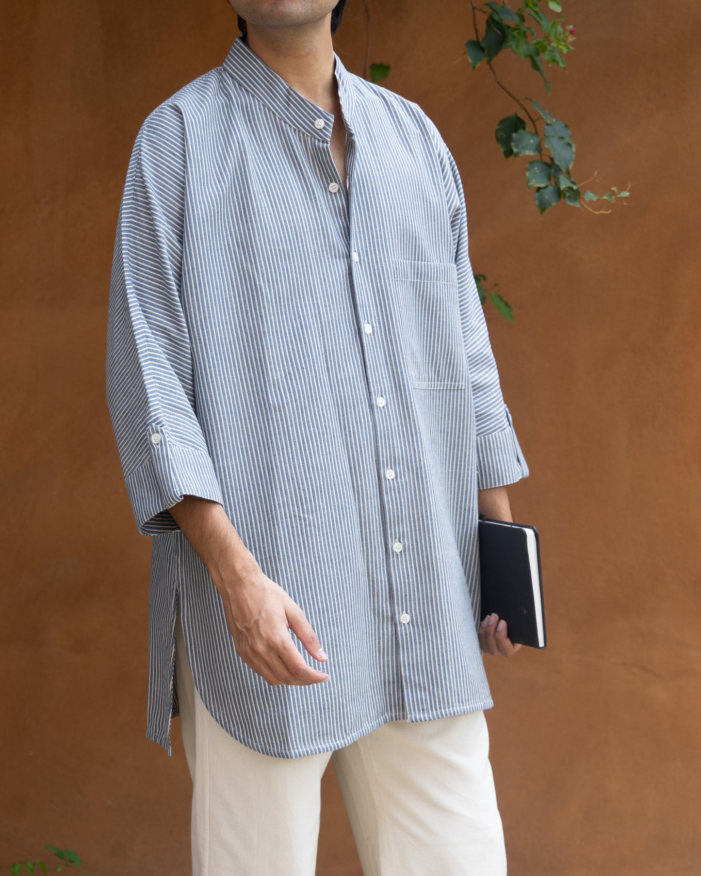 Long Kimono Shirt | Indigo Kasim Stripes