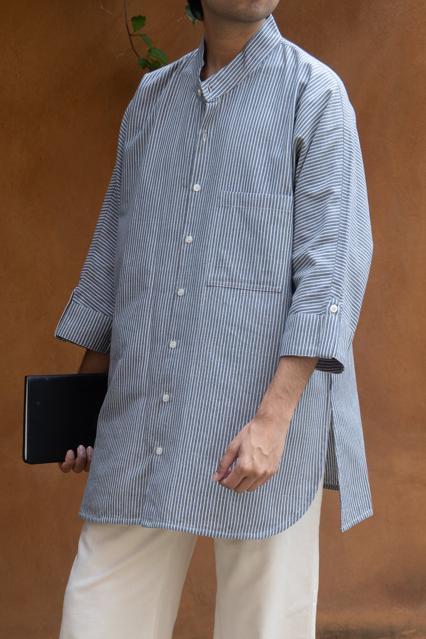 Long Kimono Shirt | Indigo Kasim Stripes