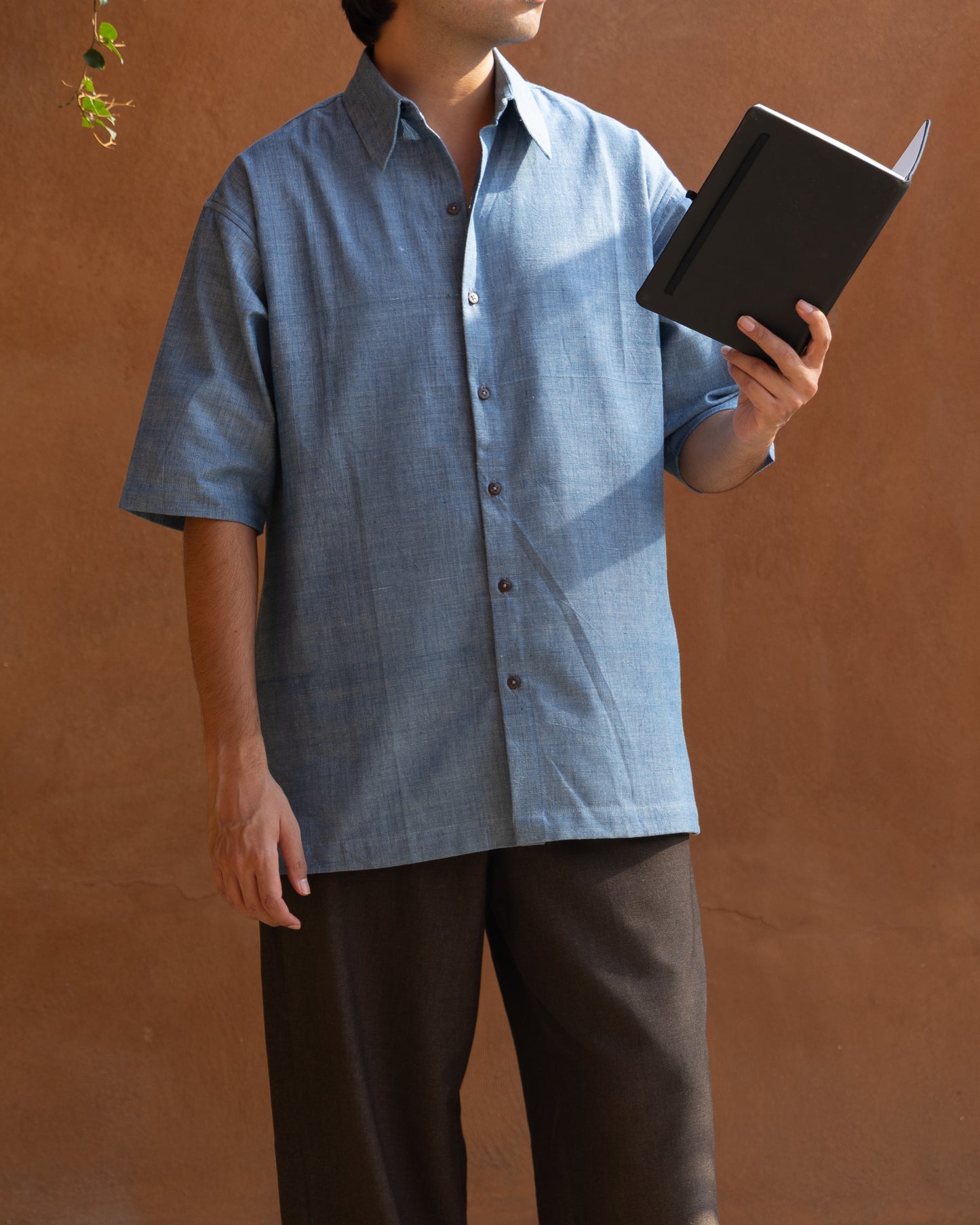 Relaxed Half Shirt | Chambray Blue