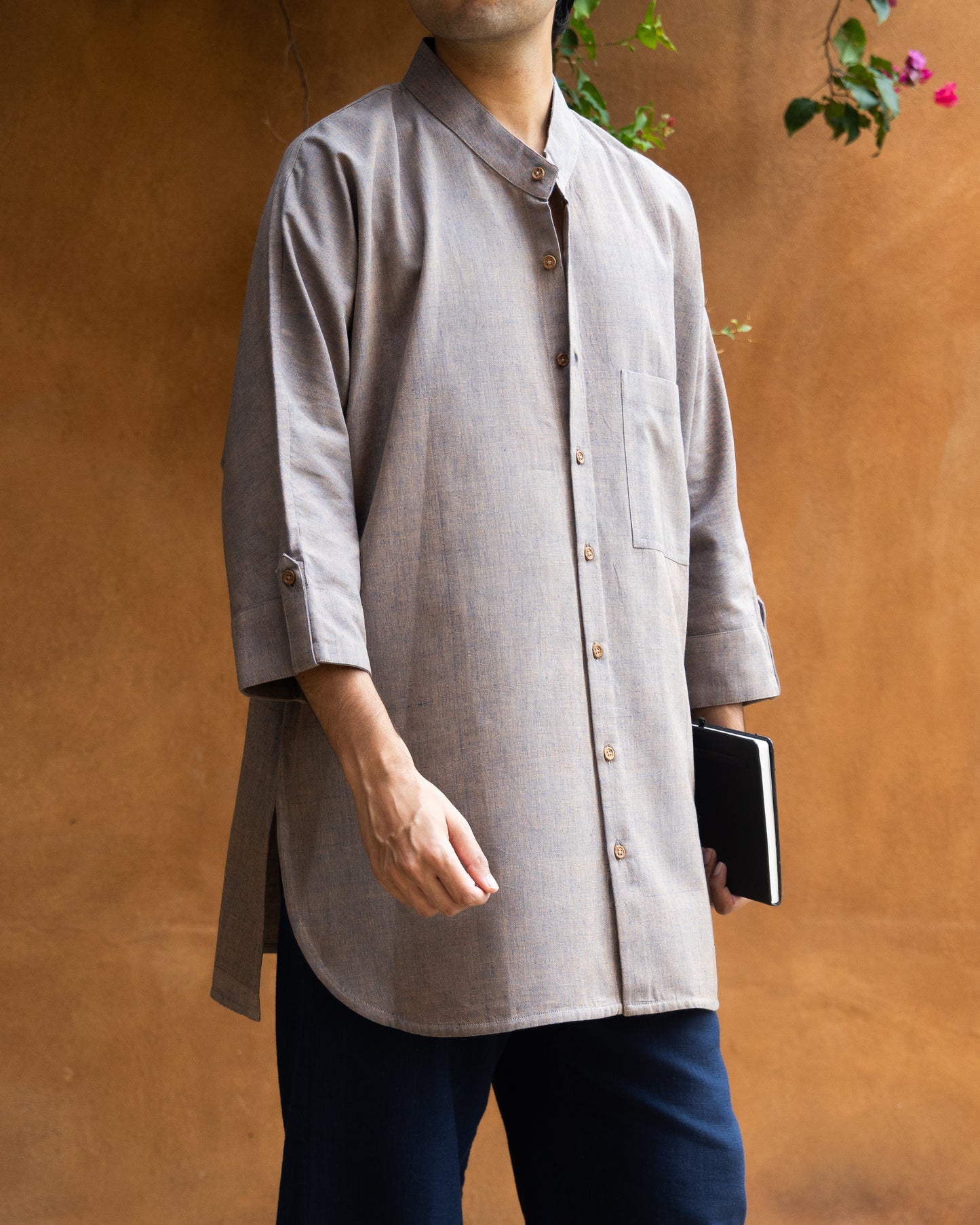 Long Kimono Shirt | Cocoa Indigo