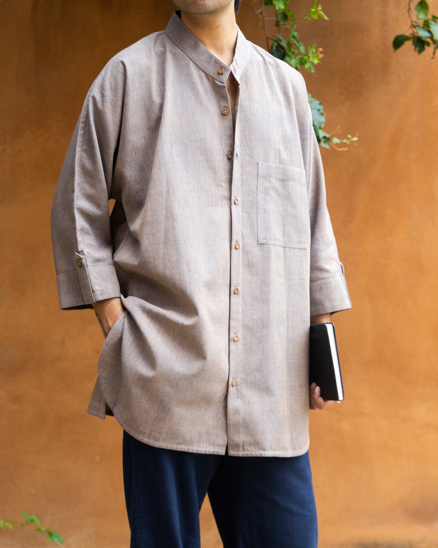 Long Kimono Shirt | Cocoa Indigo