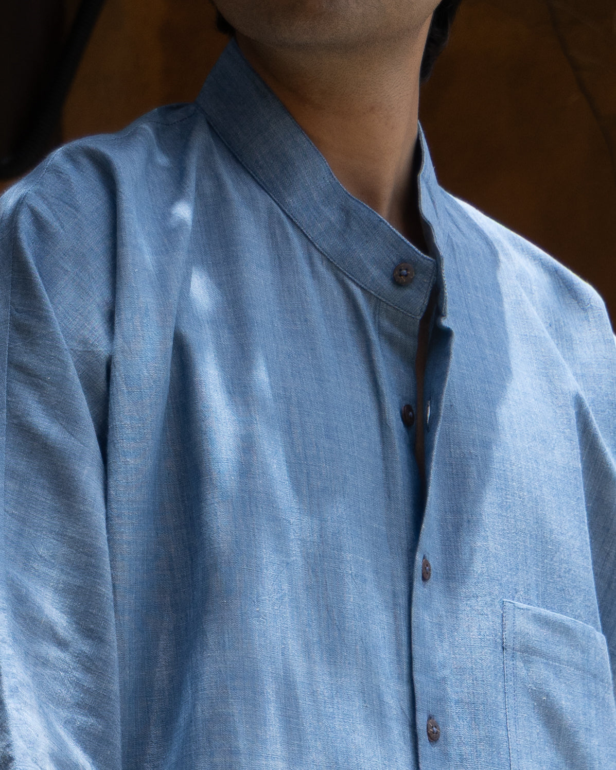 Long Kimono Shirt | Chambray Blue