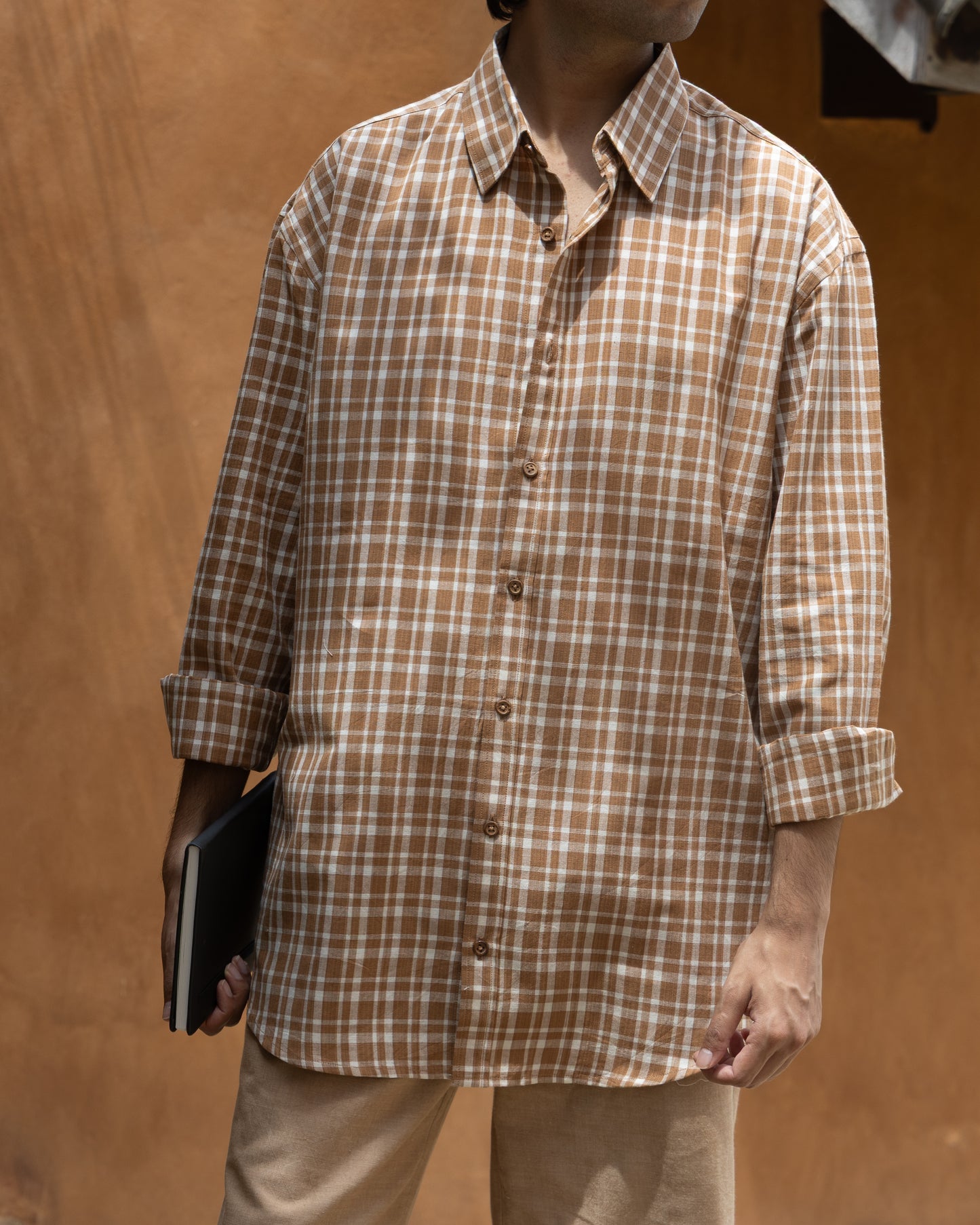 Earthy Brown Check Relaxed Fit Shirt