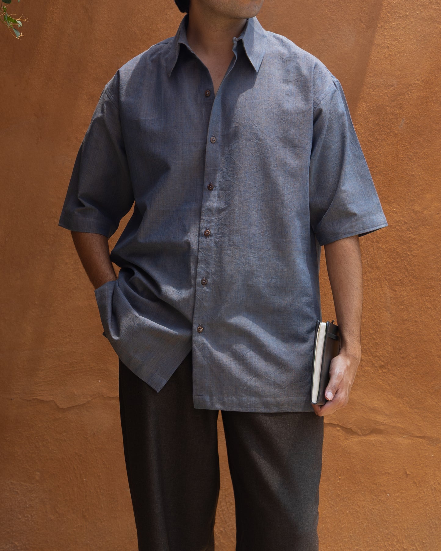 Relaxed Half Shirt | Charcoal Grey Dual Hue