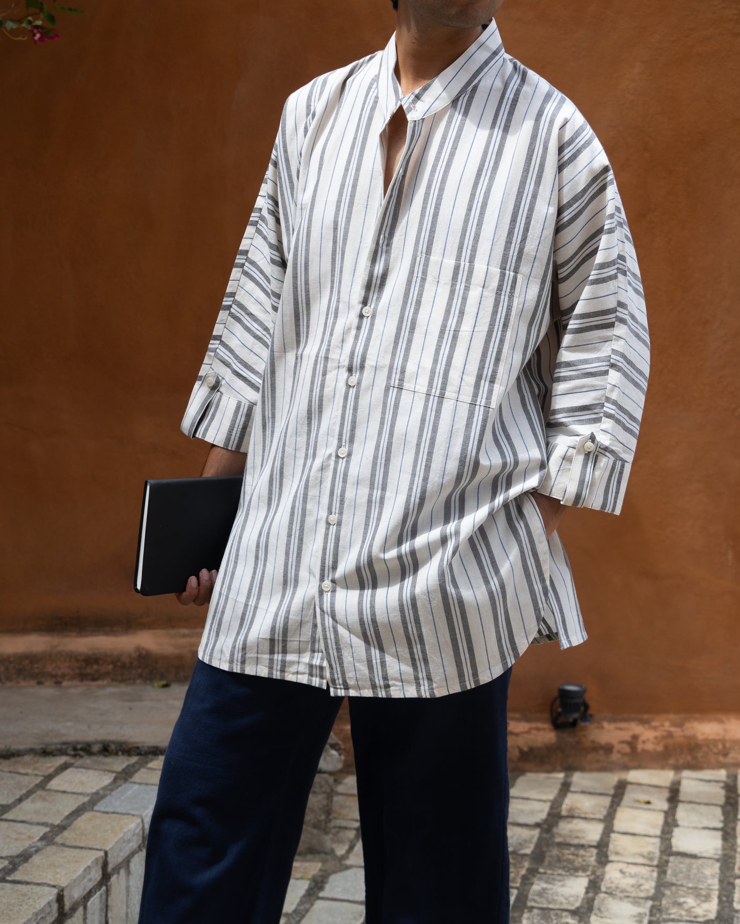 Long Kimono Shirt | Kasim Wide Stripes