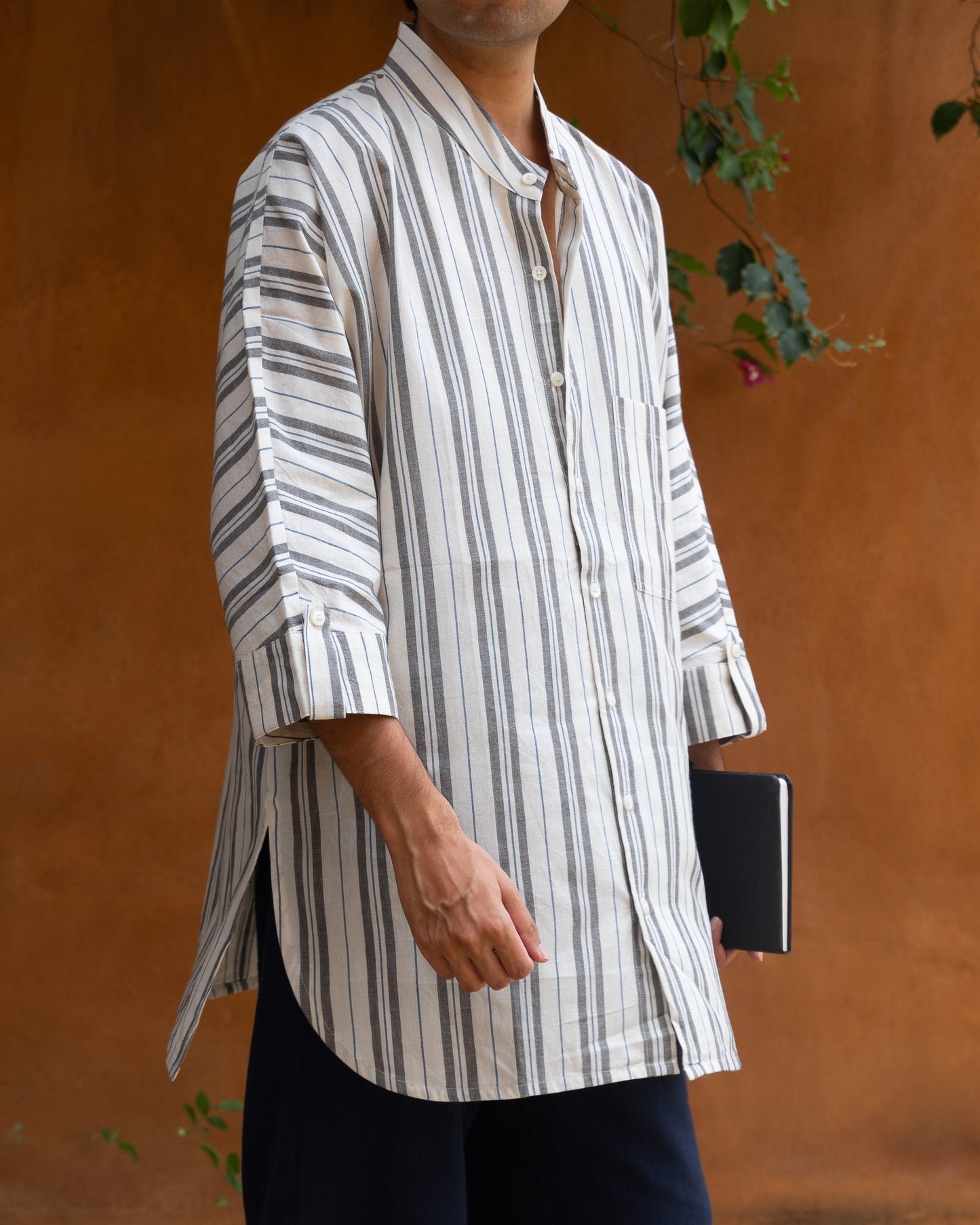 Long Kimono Shirt | Kasim Wide Stripes