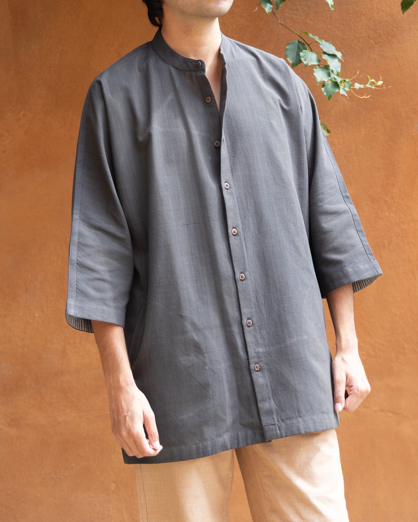 Kasim Faded Black Kimono Shirt