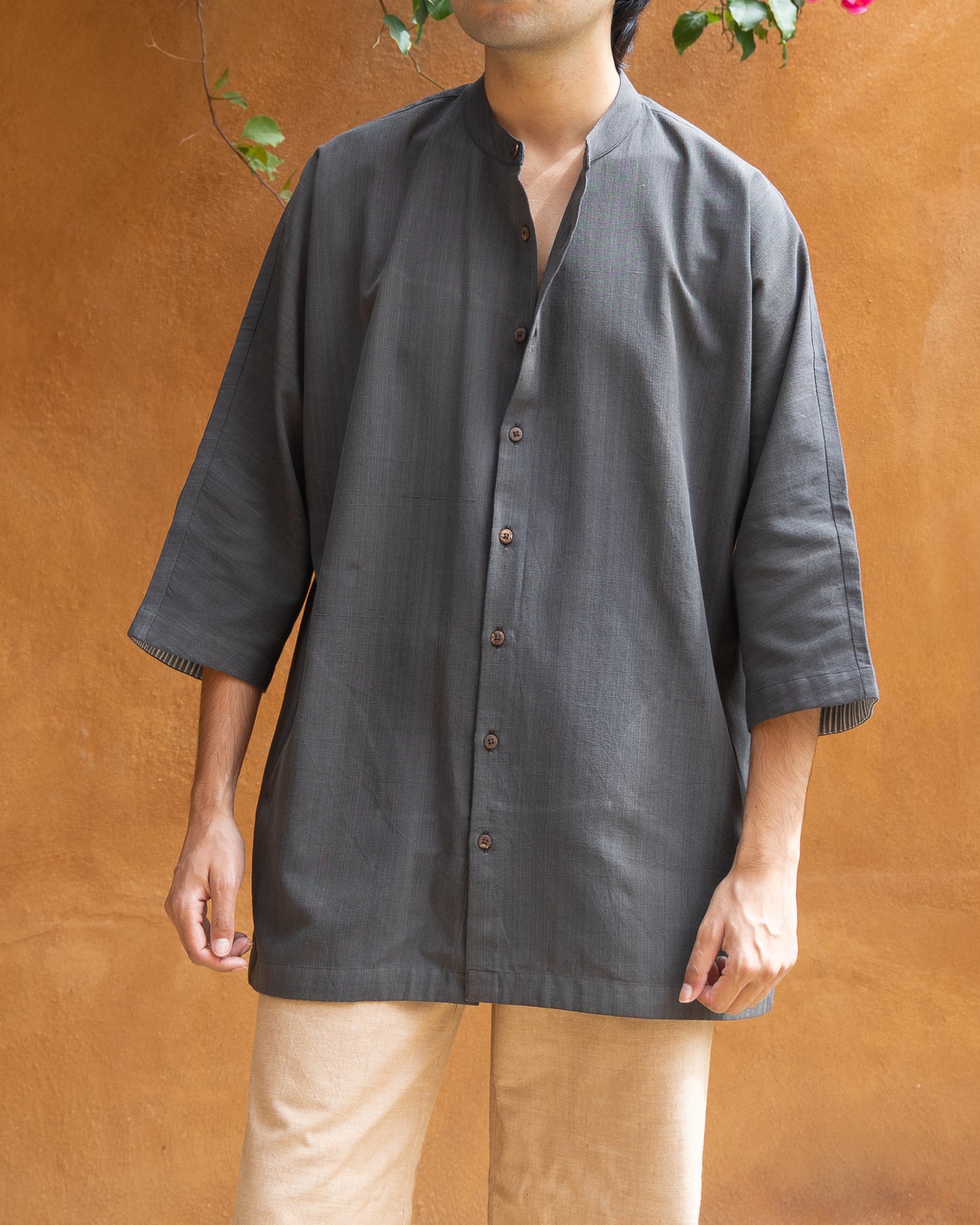 Kasim Faded Black Kimono Shirt