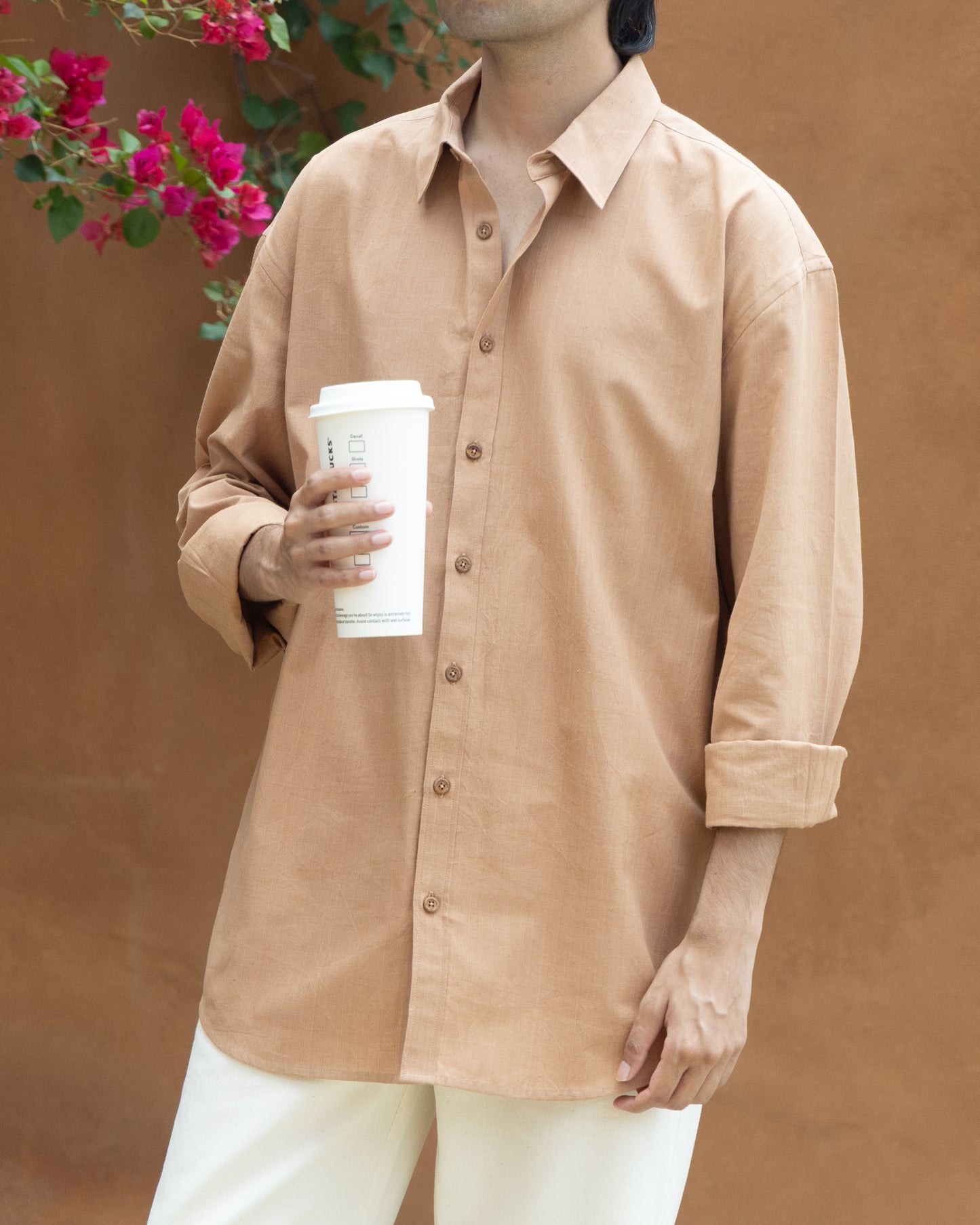 Eco-friendly Khadi shirt for men in chocolate brown, perfect for casual or smart styling
