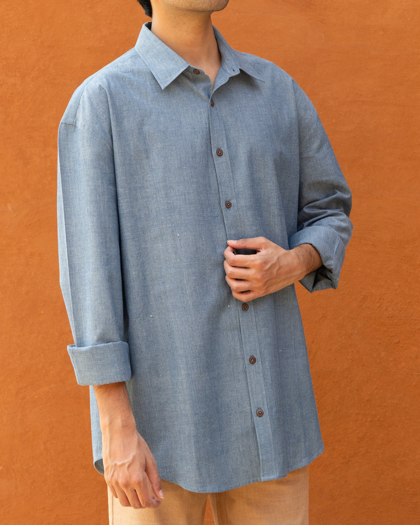Indigo Kora handloom & naturally dyed shirt