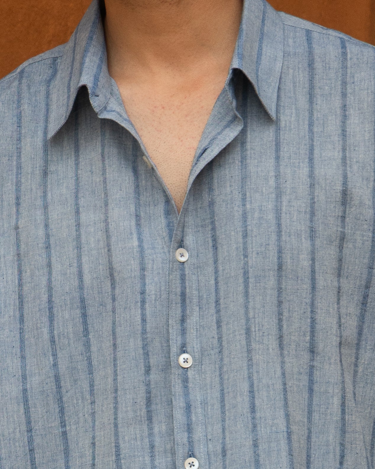 Indigo Scar handwoven shirt for men featuring organic fabric, soft texture, and an easy relaxed cut for conscious, earthy dressing.
