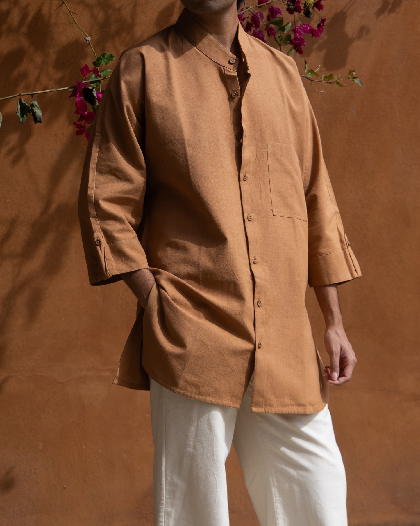 Long Kimono Shirt | Caramel Brown