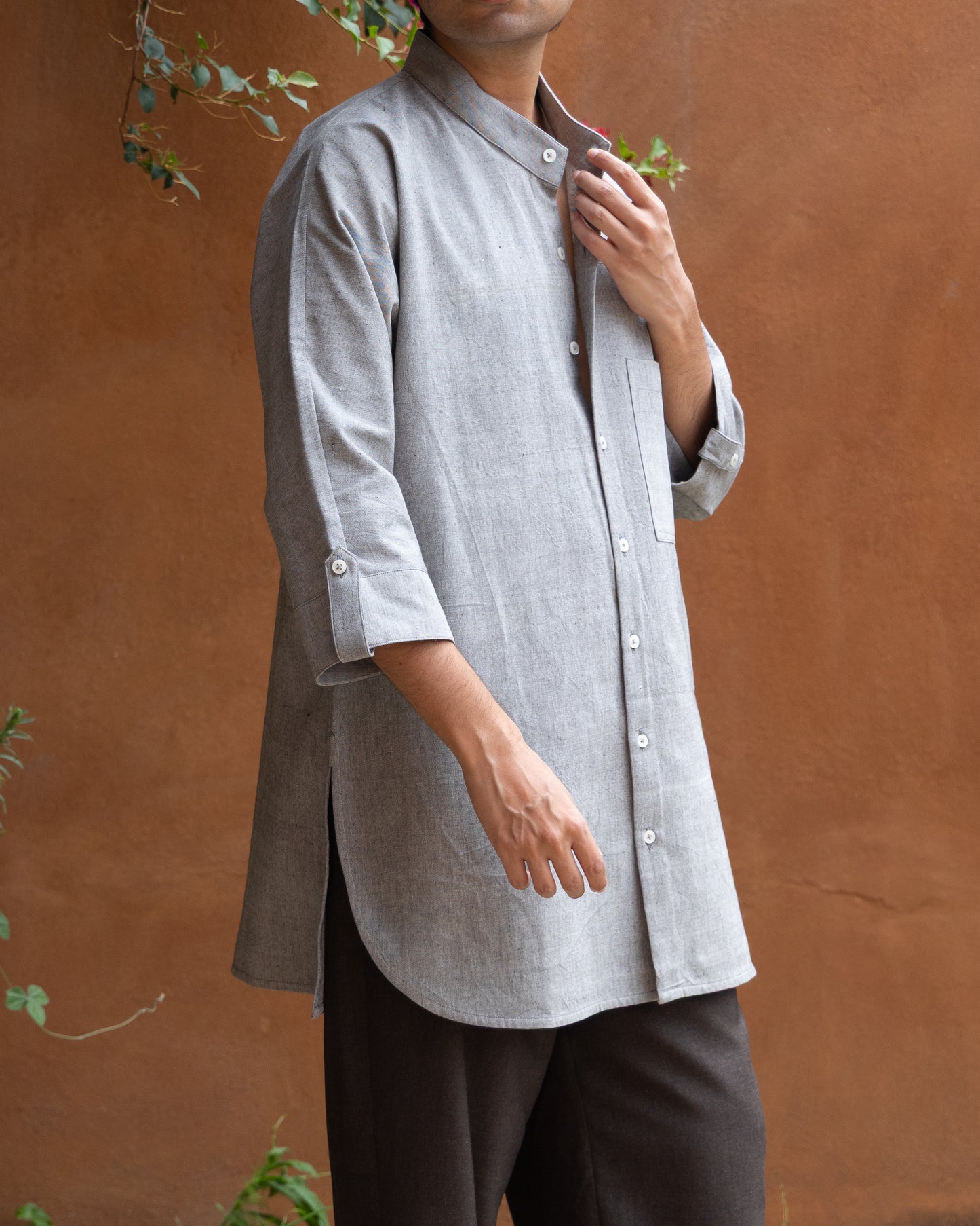 Long Kimono Shirt | Slate Melange