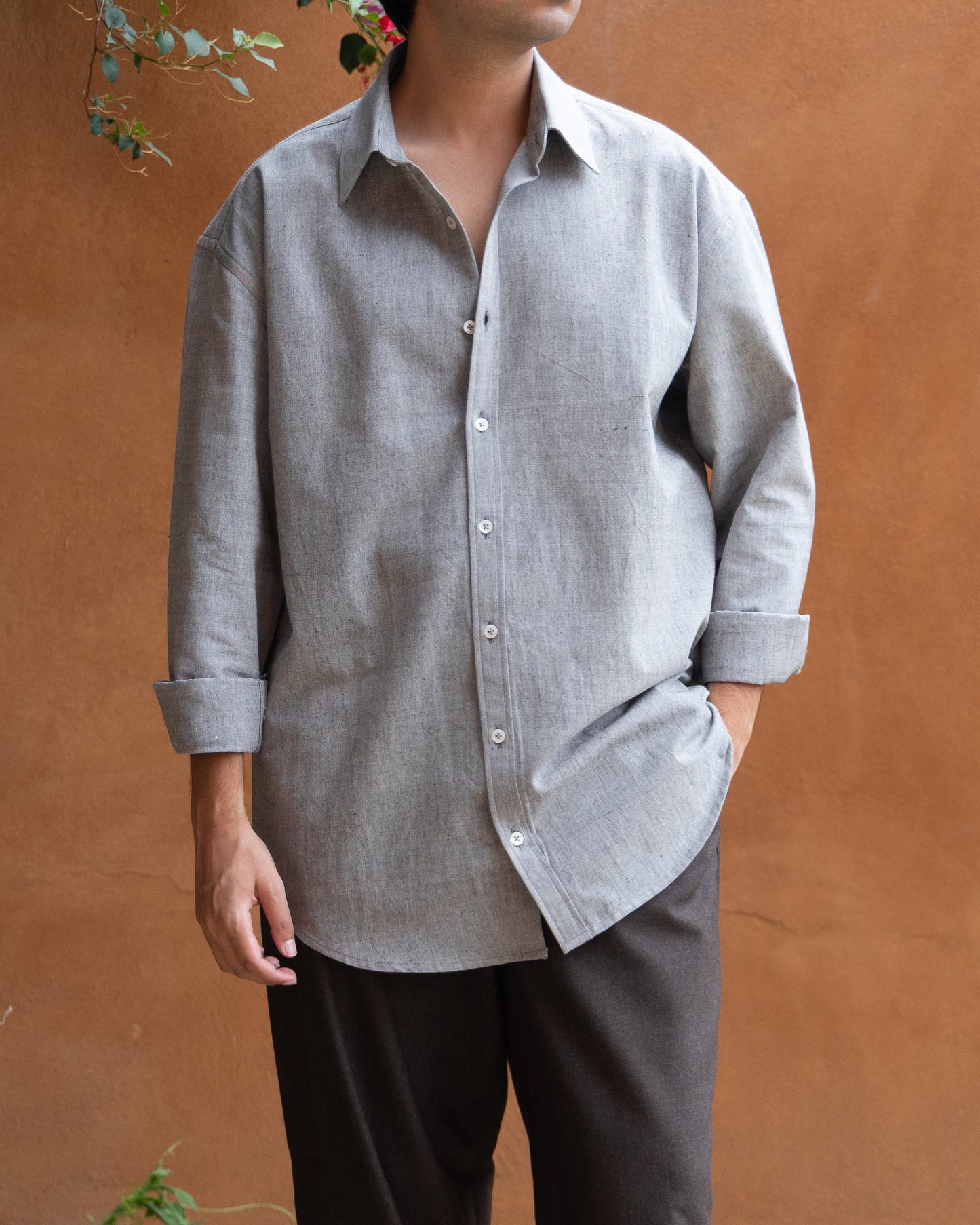 Slate Melange Relaxed Fit Shirt