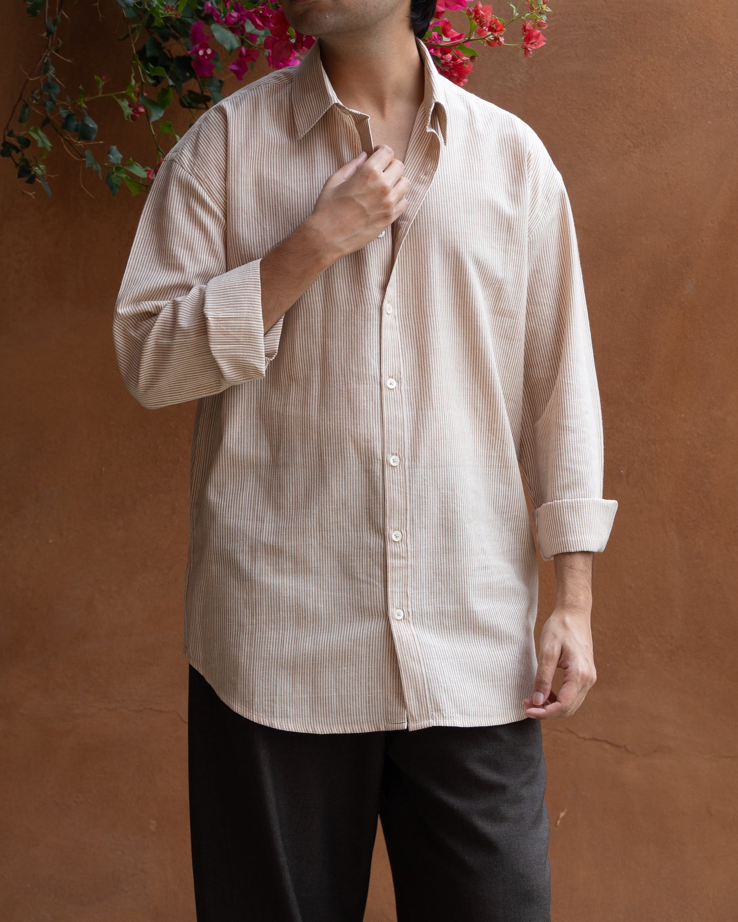 Nutbrown Stripes Relaxed Fit Shirt