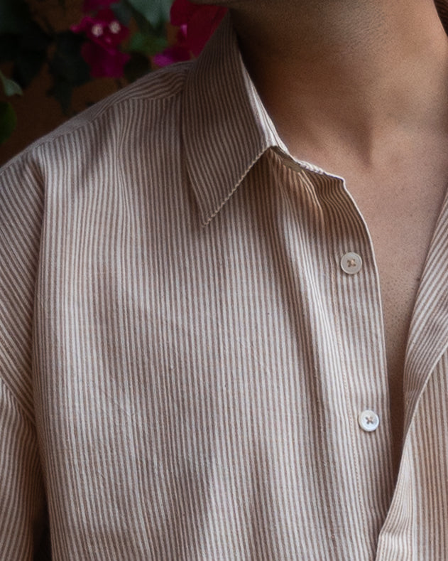 Nutbrown Stripes Relaxed Fit Shirt