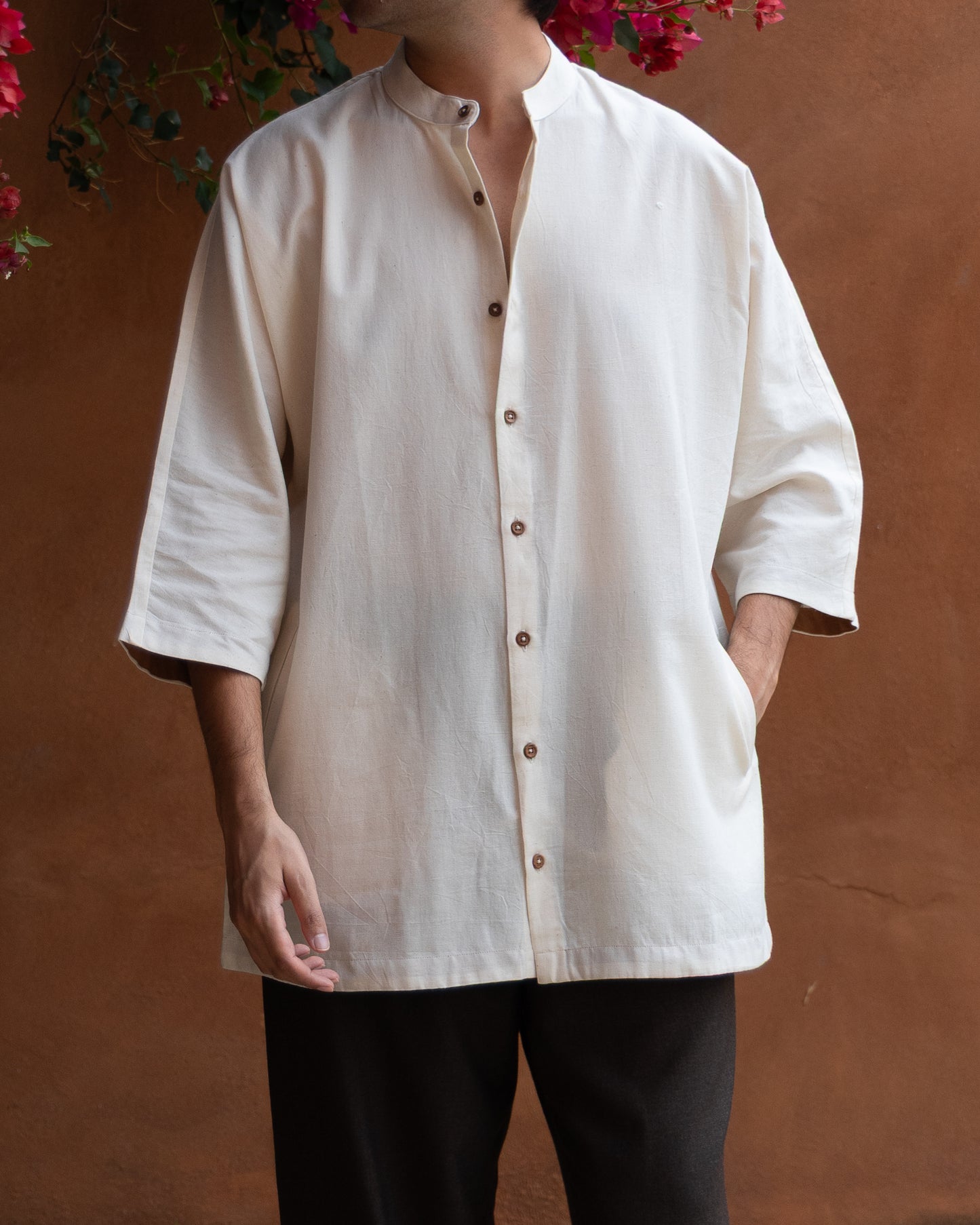 Un-dyed Soft Cream Kimono Shirt
