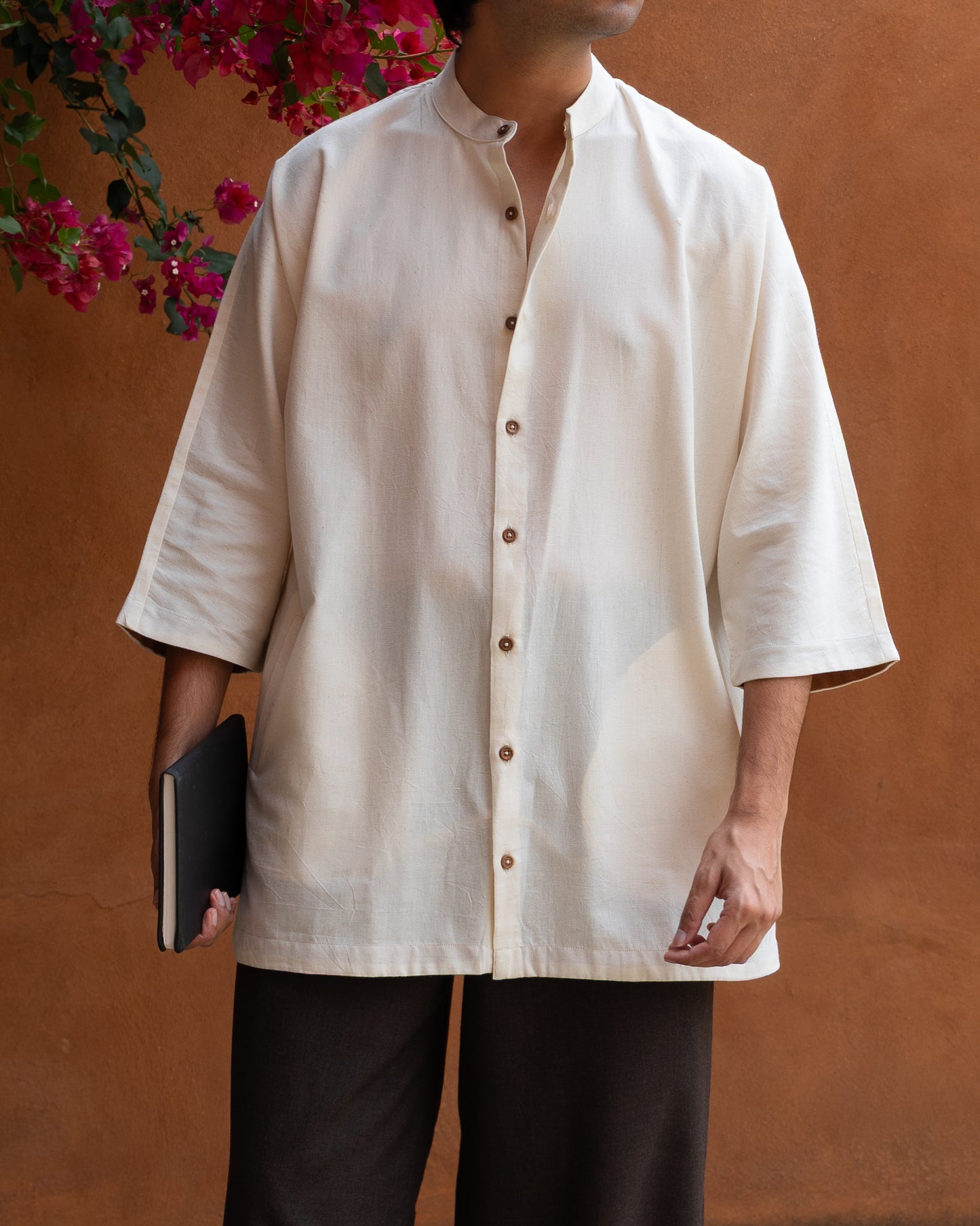 Un-dyed Soft Cream Kimono Shirt