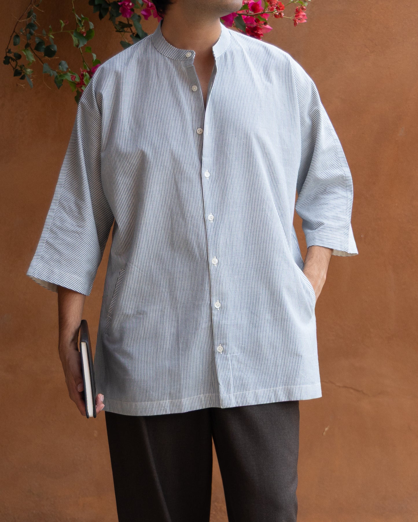 Capri Blue Stripes Kimono Shirt