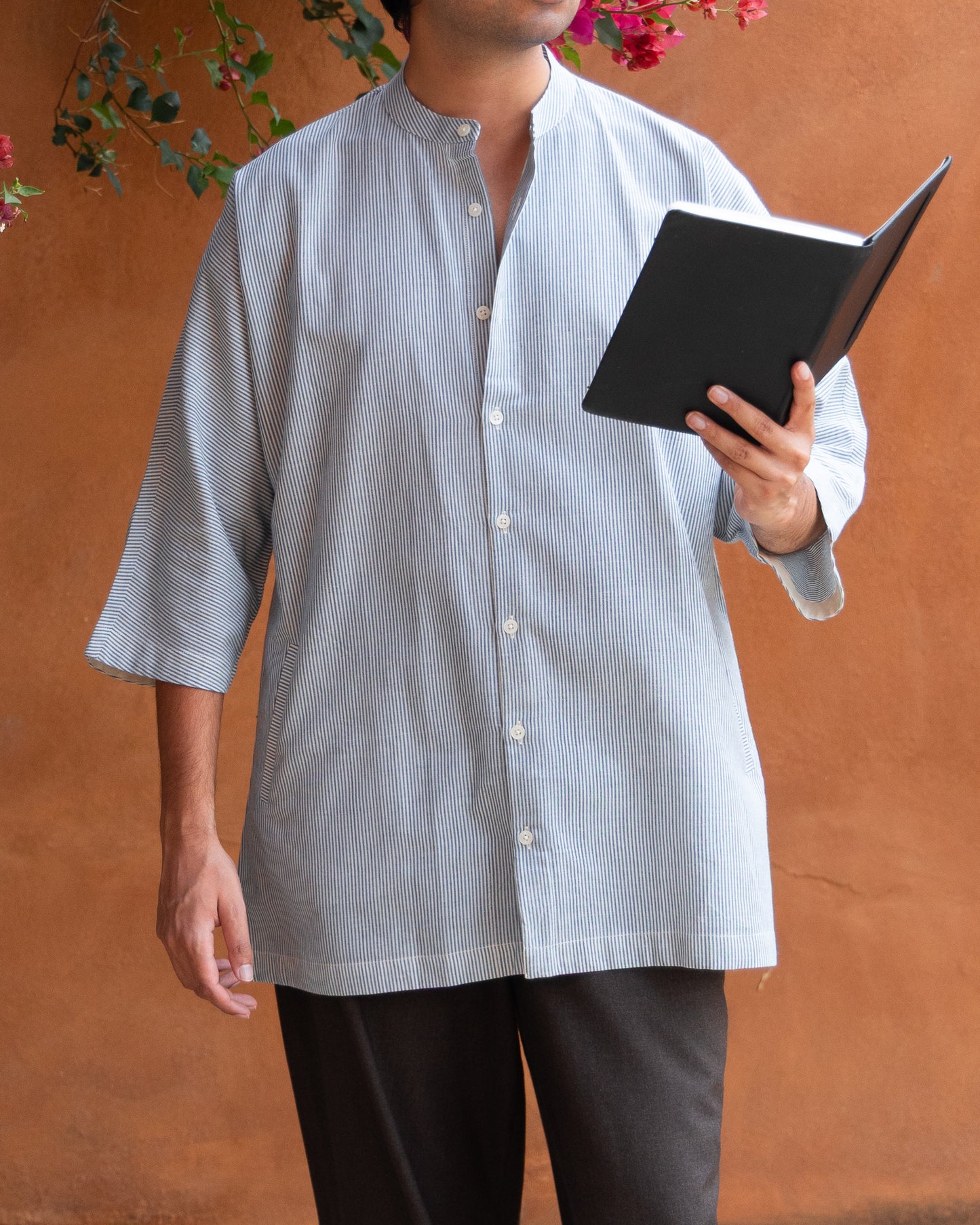 Capri Blue Stripes Kimono Shirt