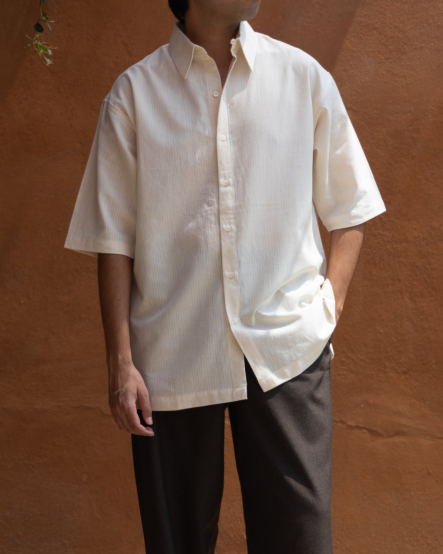 Relaxed Half Shirt | Ecru Self
