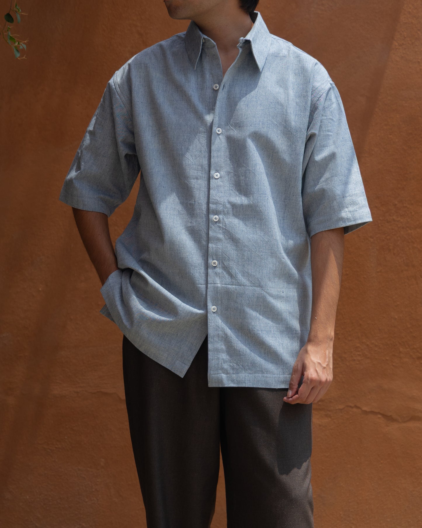 Relaxed Half Shirt | Soft Indigo Melange