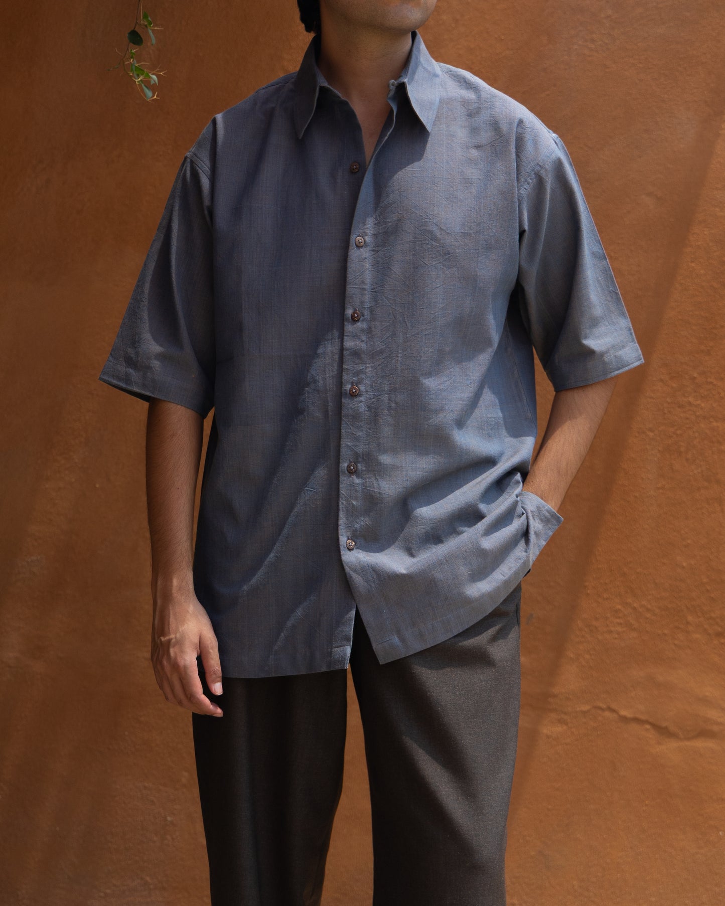 Relaxed Half Shirt | Charcoal Grey Dual Hue