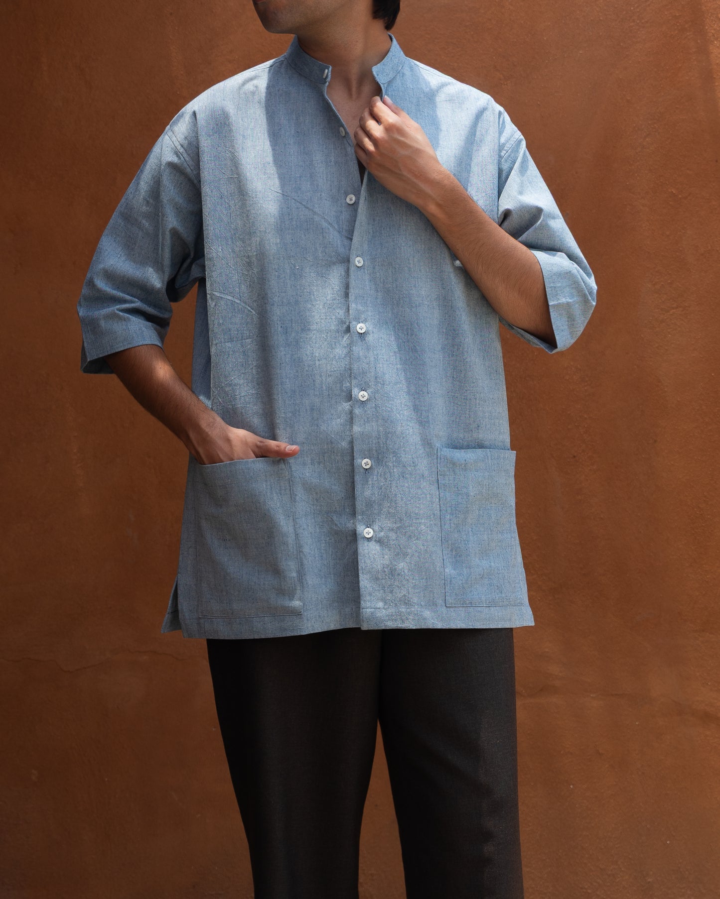 Basho Shirt | Soft Indigo Melange