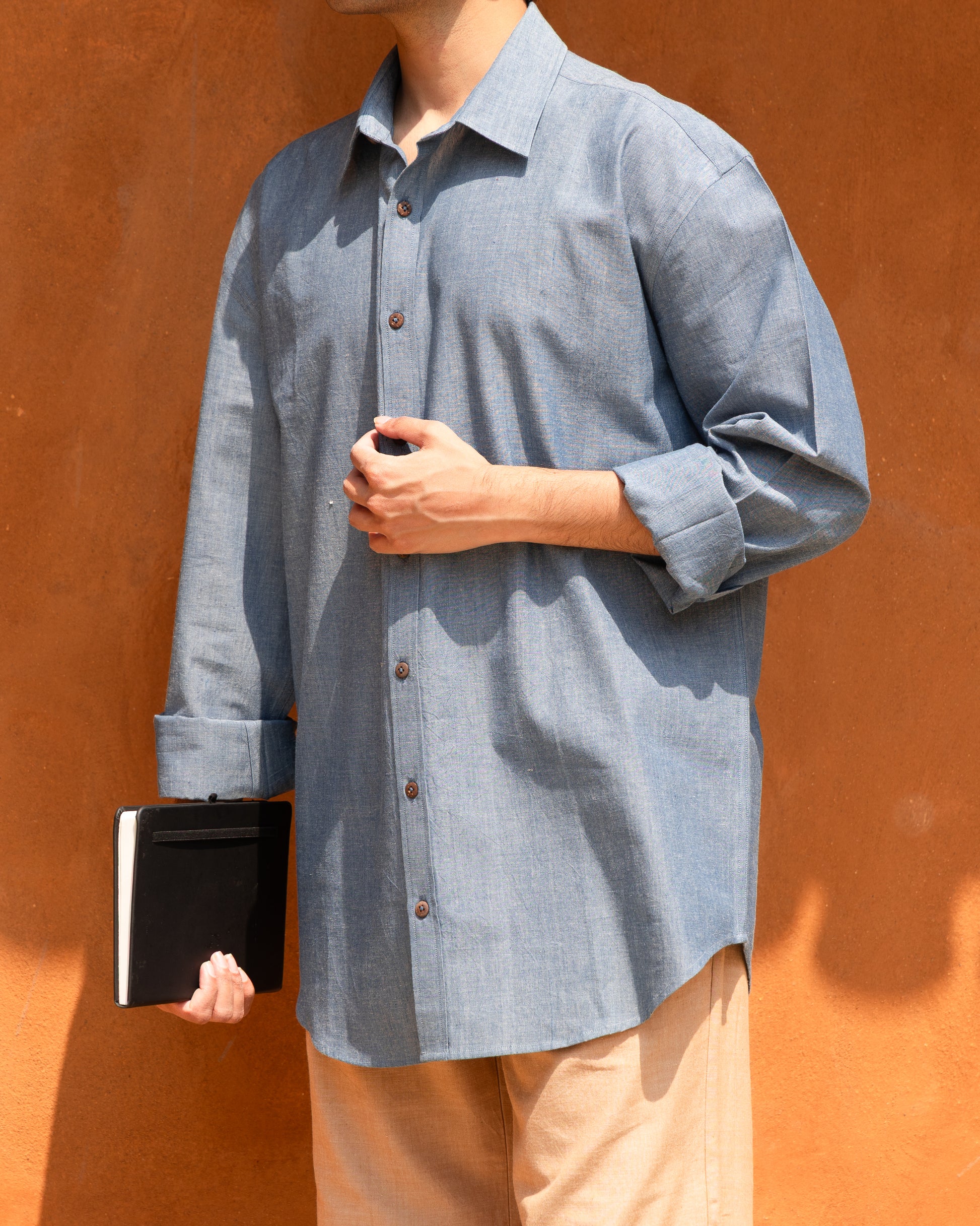 Indigo Kora handloom & naturally dyed shirt