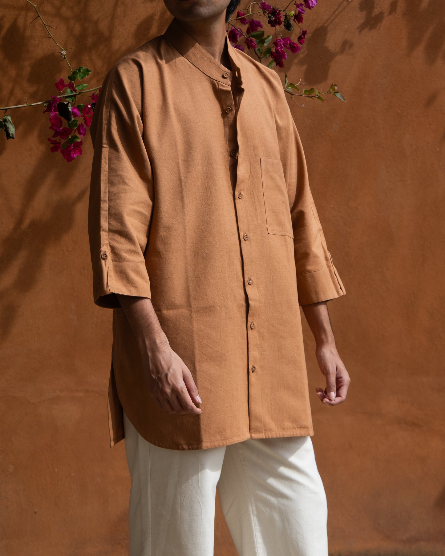 Long Kimono Shirt | Caramel Brown