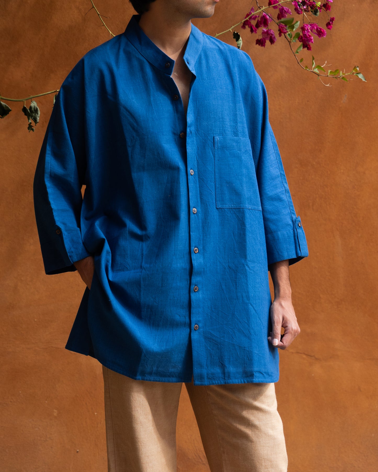 Long Kimono Shirt | Deep Blue