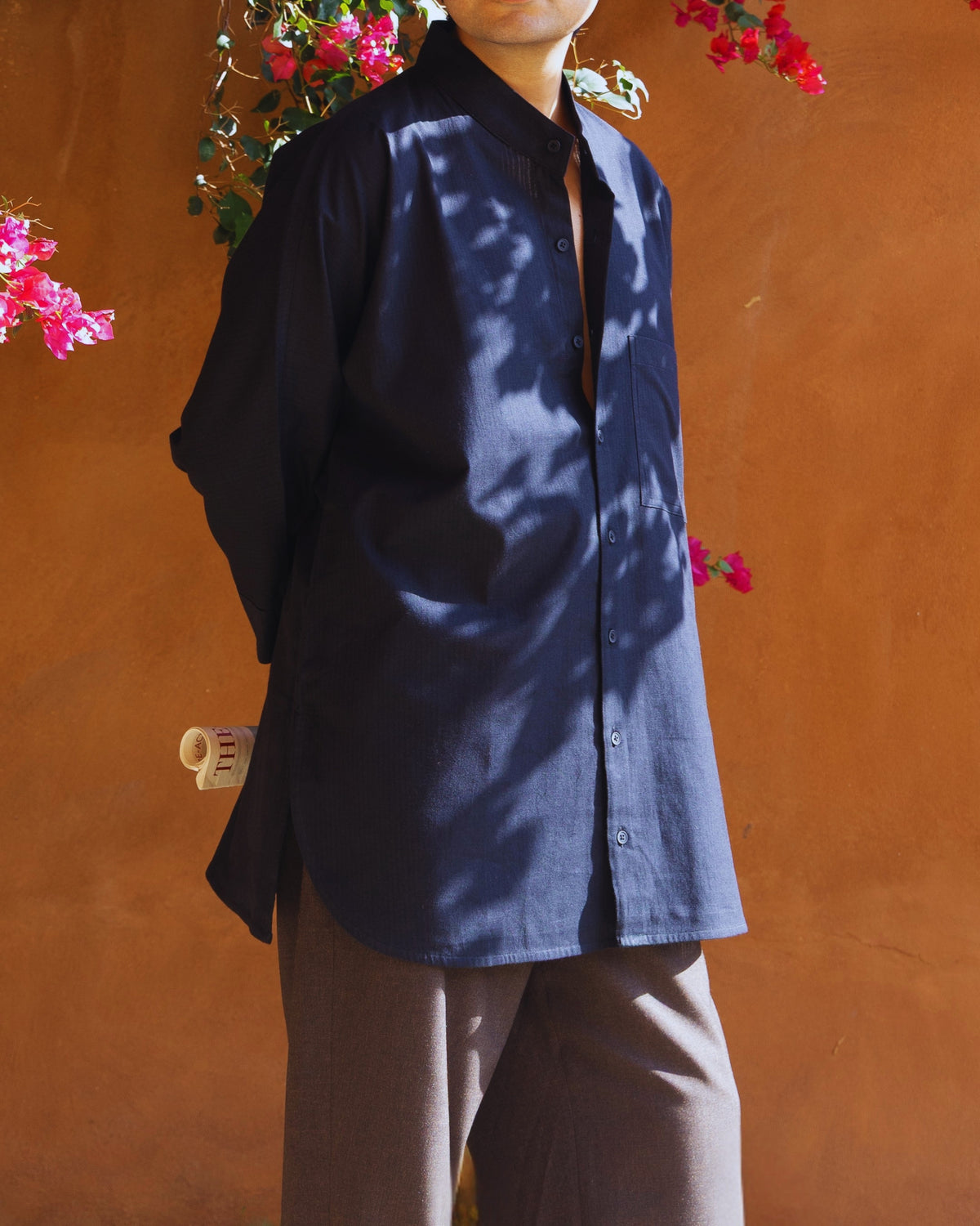 Long Kimono Shirt | Black Self